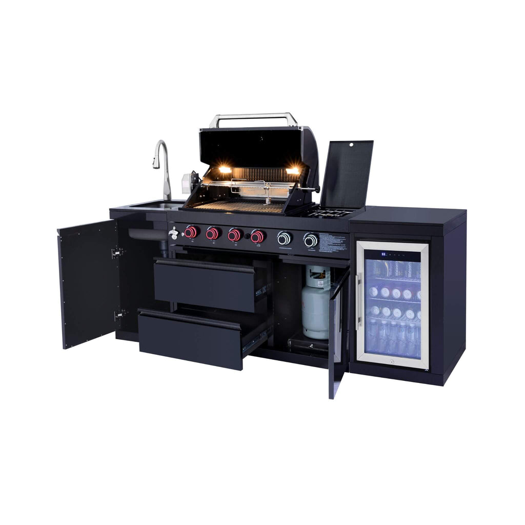 Castelle Flame Monarch 4-Burner 72000 BTU BBQ Island With Fridge And Sink (SAK68127)