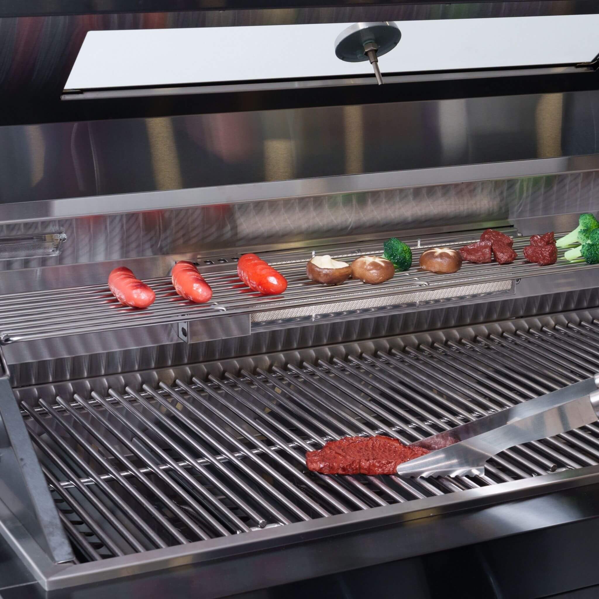Castelle Flame Premium Black Stainless Steel 6-Burner Gas Grill Kitchen Island With Rotisserie Kit (SAK82641)