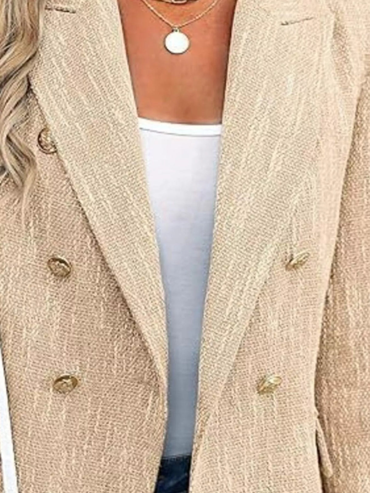 Double-Breasted Lapel Collar Blazer