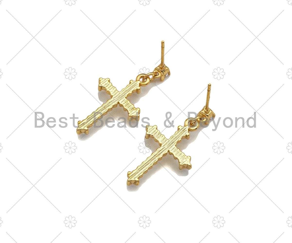 CZ Cross Shape Stud Earring, Sku#Y430