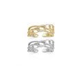 Gold CZ Oval Link Cross Adjustable Ring, Sku#ZX149