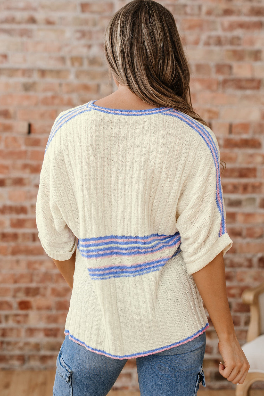 Haven Rib Knit Oversized Sweater-Threaded Pear