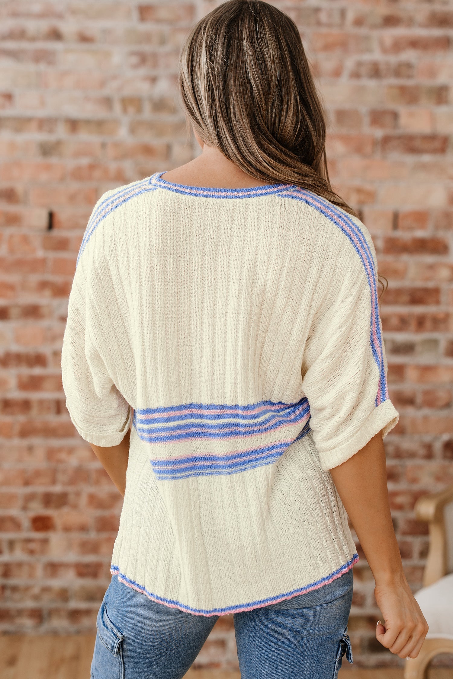 Haven Rib Knit Oversized Sweater-Threaded Pear