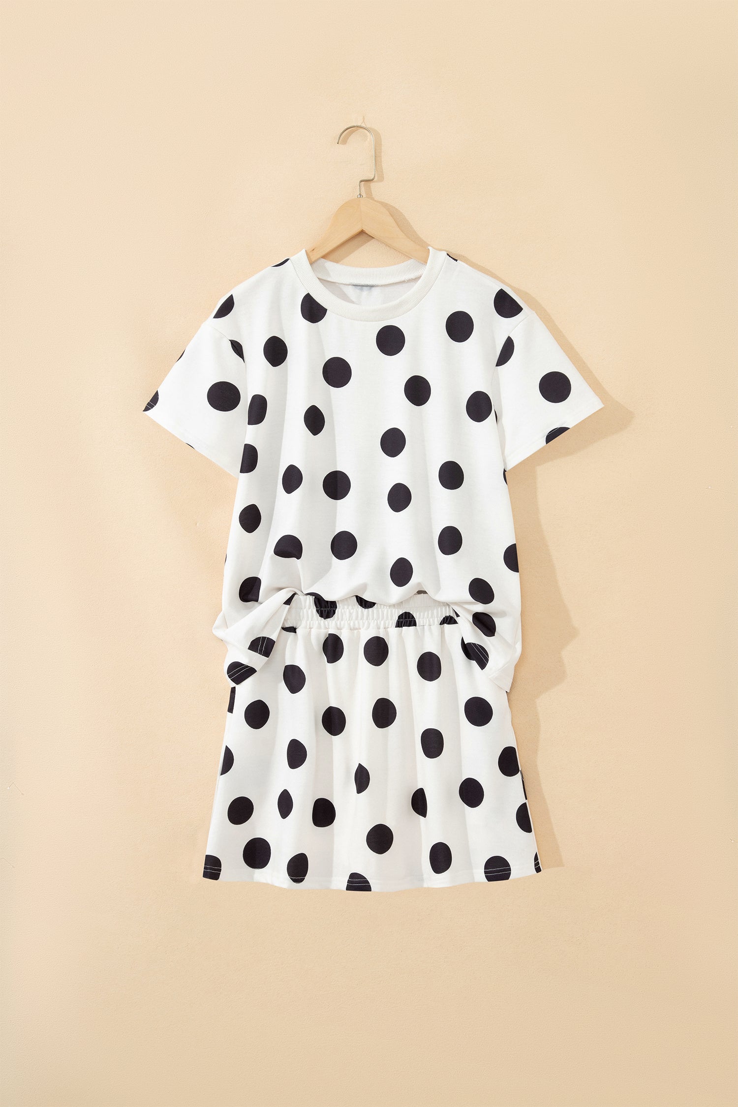 Aurelia Dot Short Sleeve Top Set-Threaded Pear