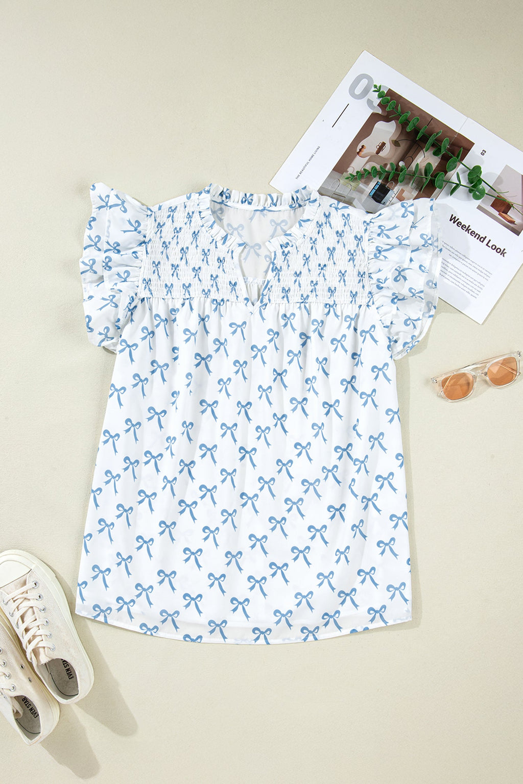 Melody Short Sleeve Bow PLUS Top