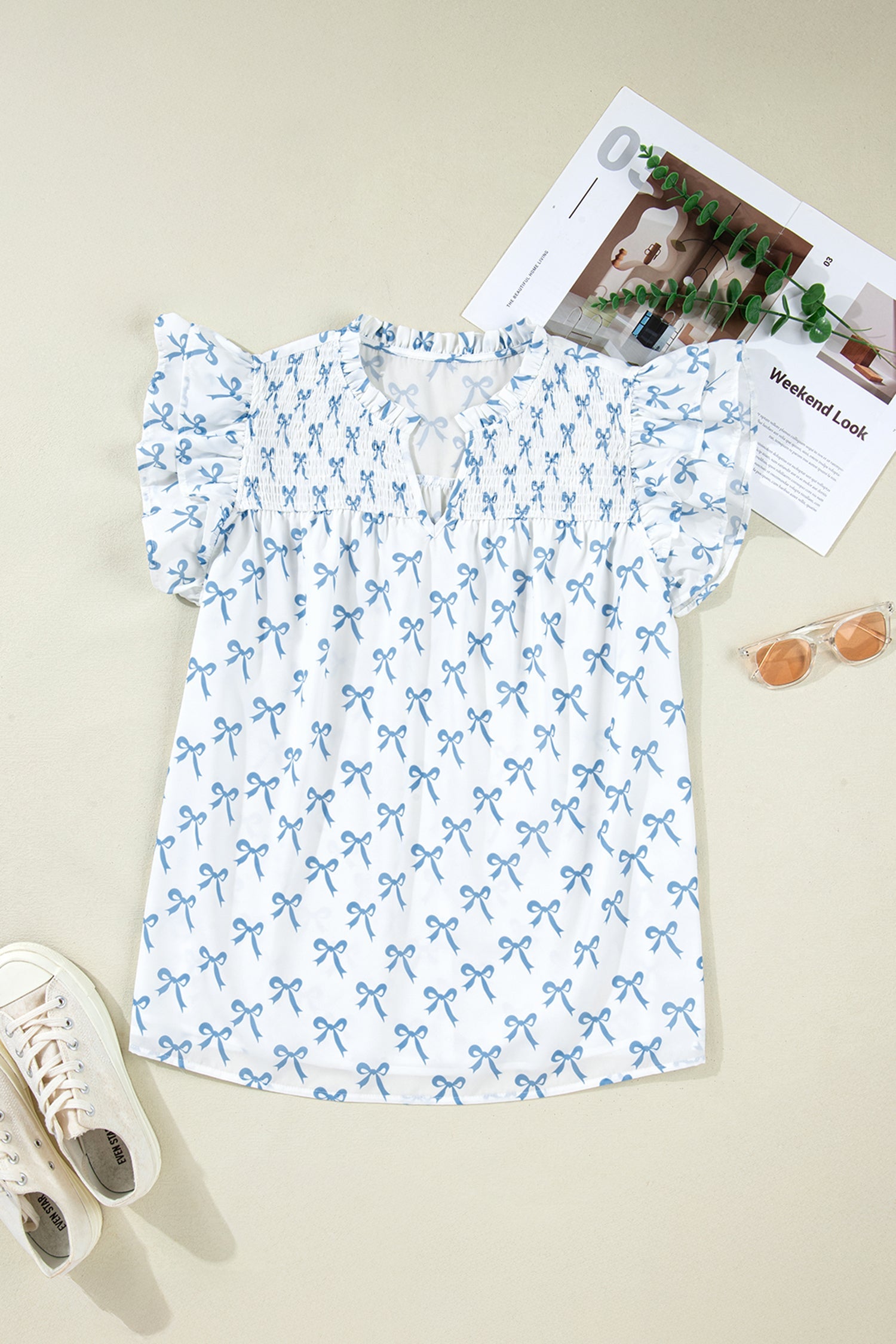 Melody Short Sleeve Bow PLUS Top