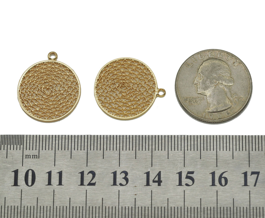 Gold Filigree Round Charm, Sku#ZX82