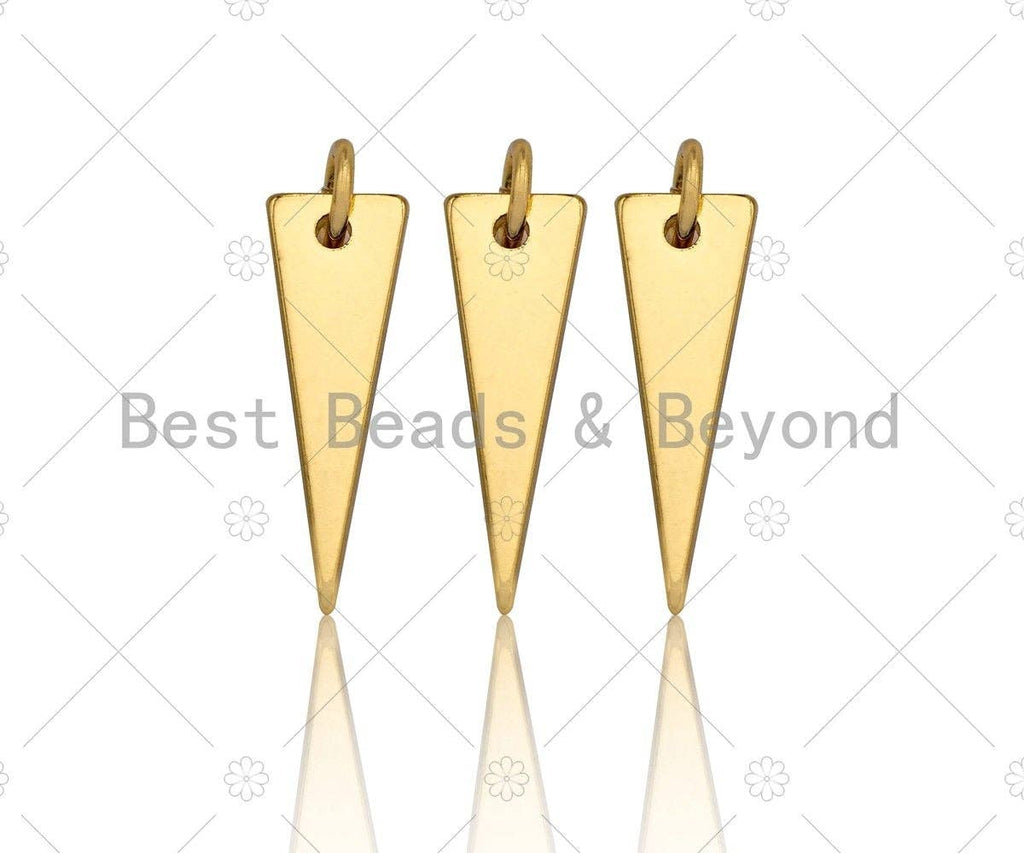 18k Shiny Gold Finish Triangle Charms, Dainty Triangle Charms, Triangle Pendant, 6x18mm, Sku#Y273
