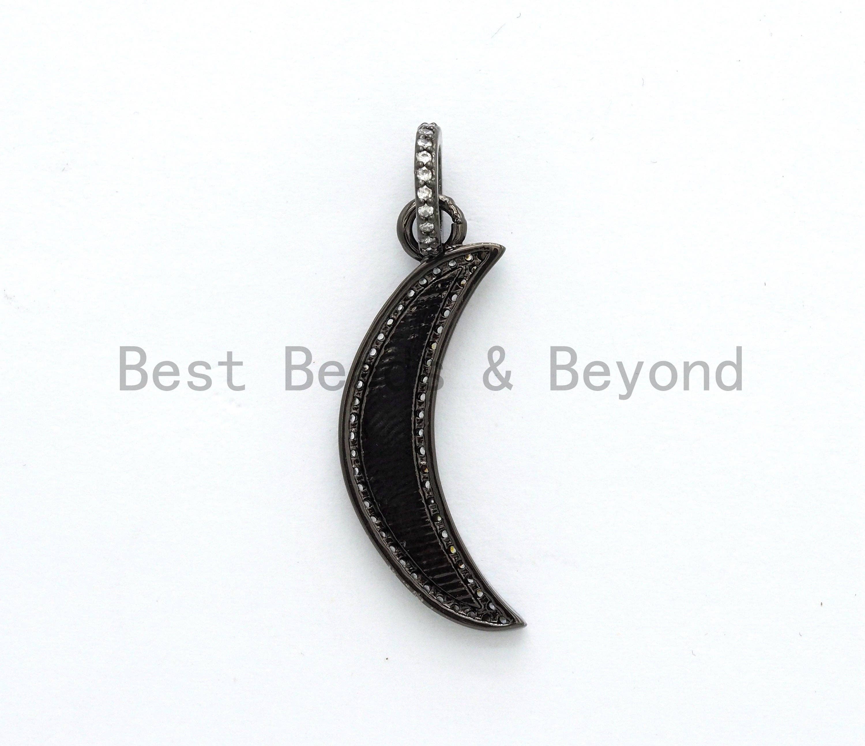 NEW Enamel Red Crescent moon Pendant,CZ Micro Pave Oil Drop Moon pendant,Enamel Charm,Enamel Jewelry,7x32mm,sku#F586