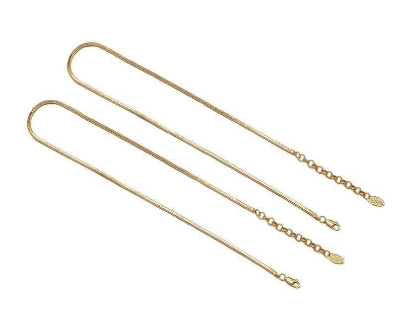 Gold 3mm Snake Chain Necklace with Lobster Clasp, Sku#ZX64-Bestbeads & Beyond