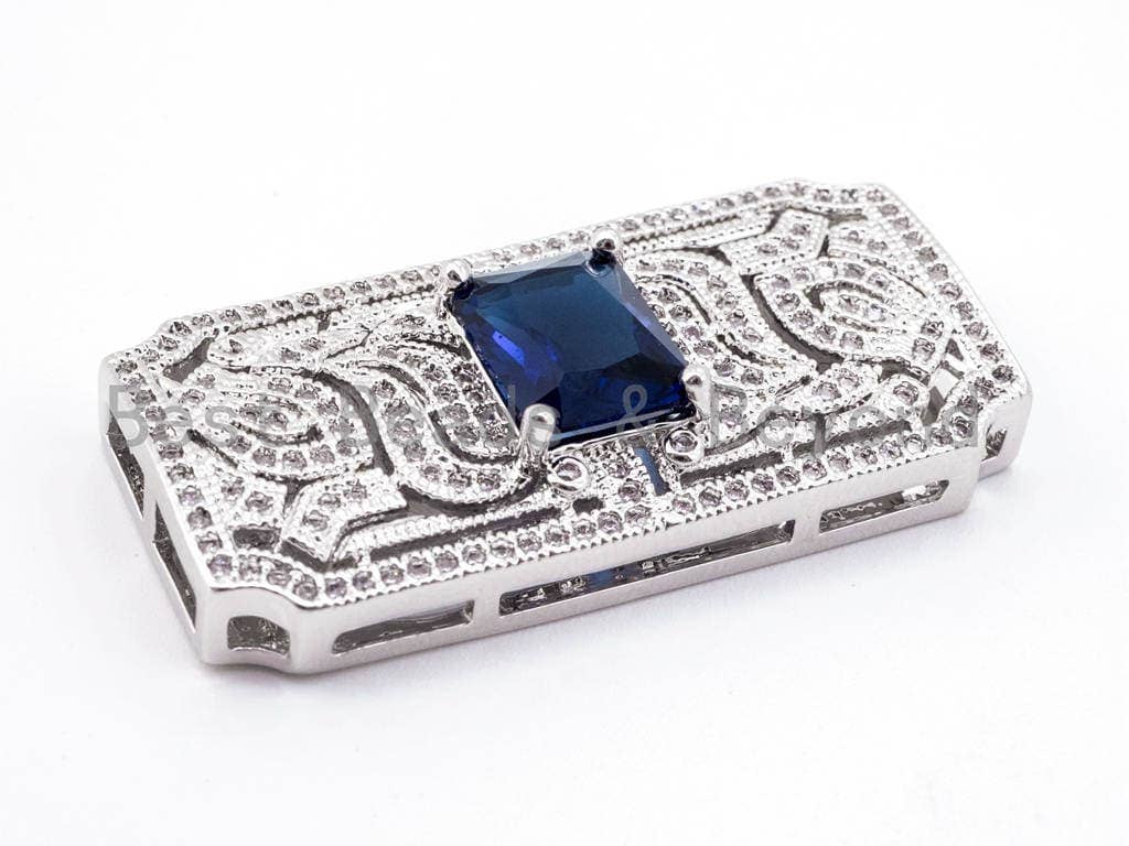 CZ Micro Pave Square/Rectangular Pendant/Connector/Jewelry Link Connector, 38x18mm, SKU#F276-Bestbeads & Beyond