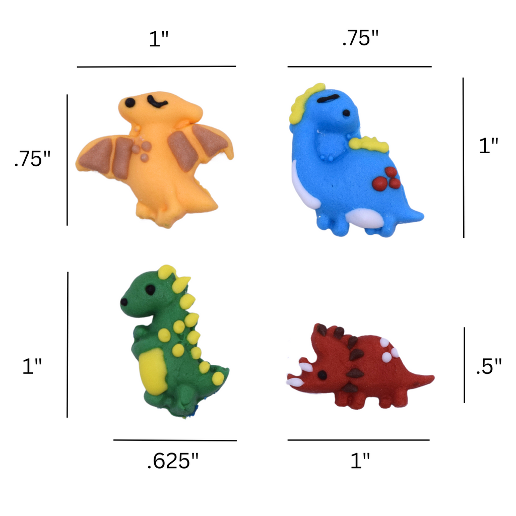 Cute Dinosaur - Cake or Cupcake Sugar Topper - Birthday Red, Green, Yellow, and Blue Dinosaur