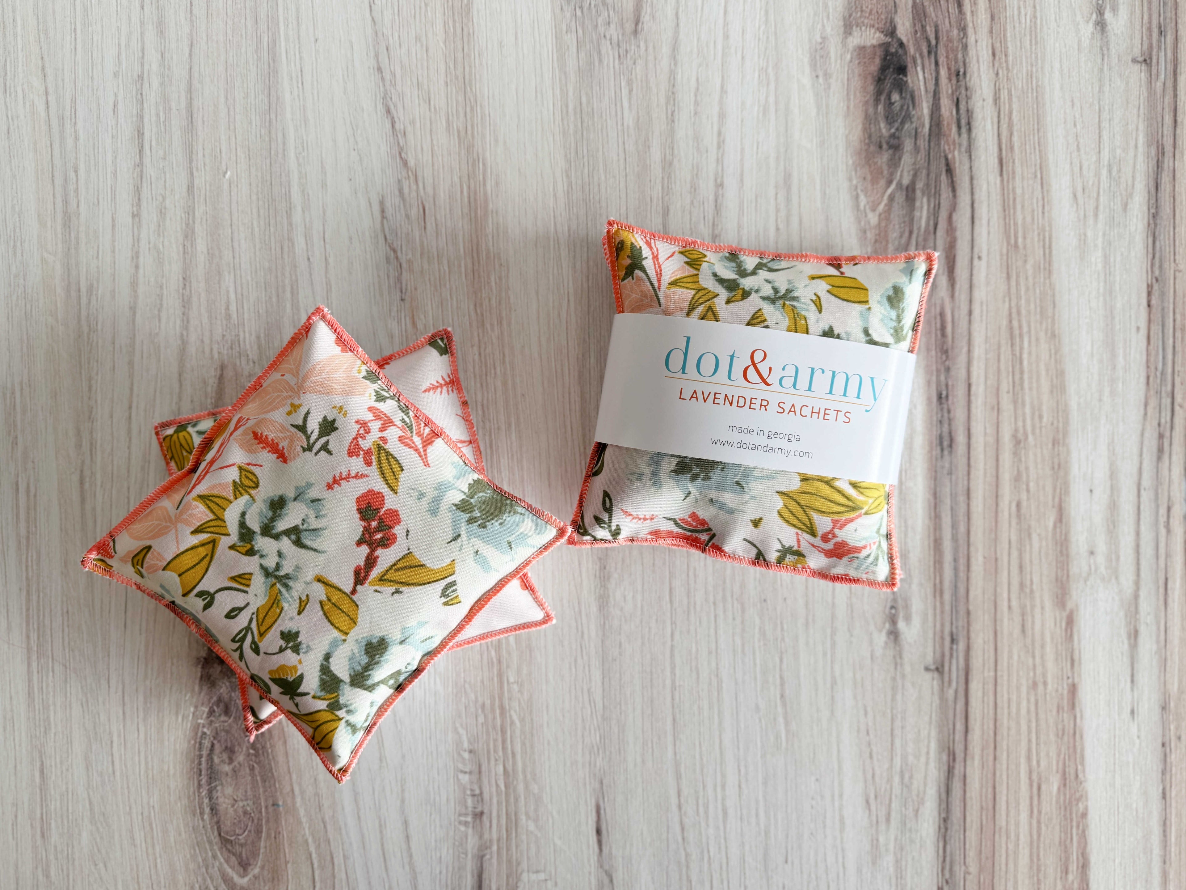 Coral and Blue Lavender Sachets