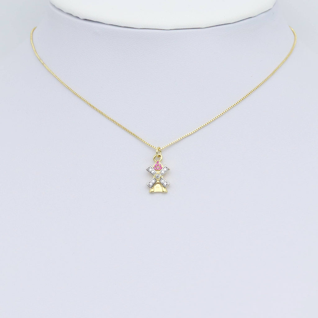 Cute Windmill House Charm Pendant, Sku#Y975