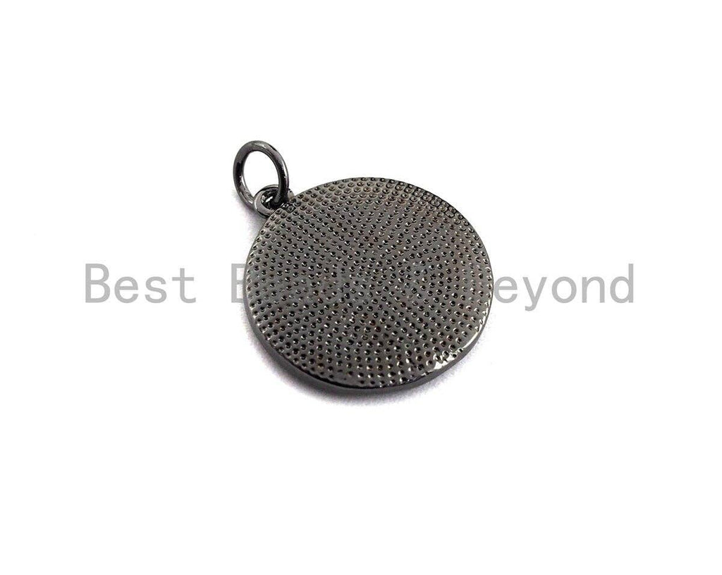 Patterned Coin Pendant/Charm,Silver/Gold/Rose Gold/Black Tone, 19x17mm, Sku#Z430