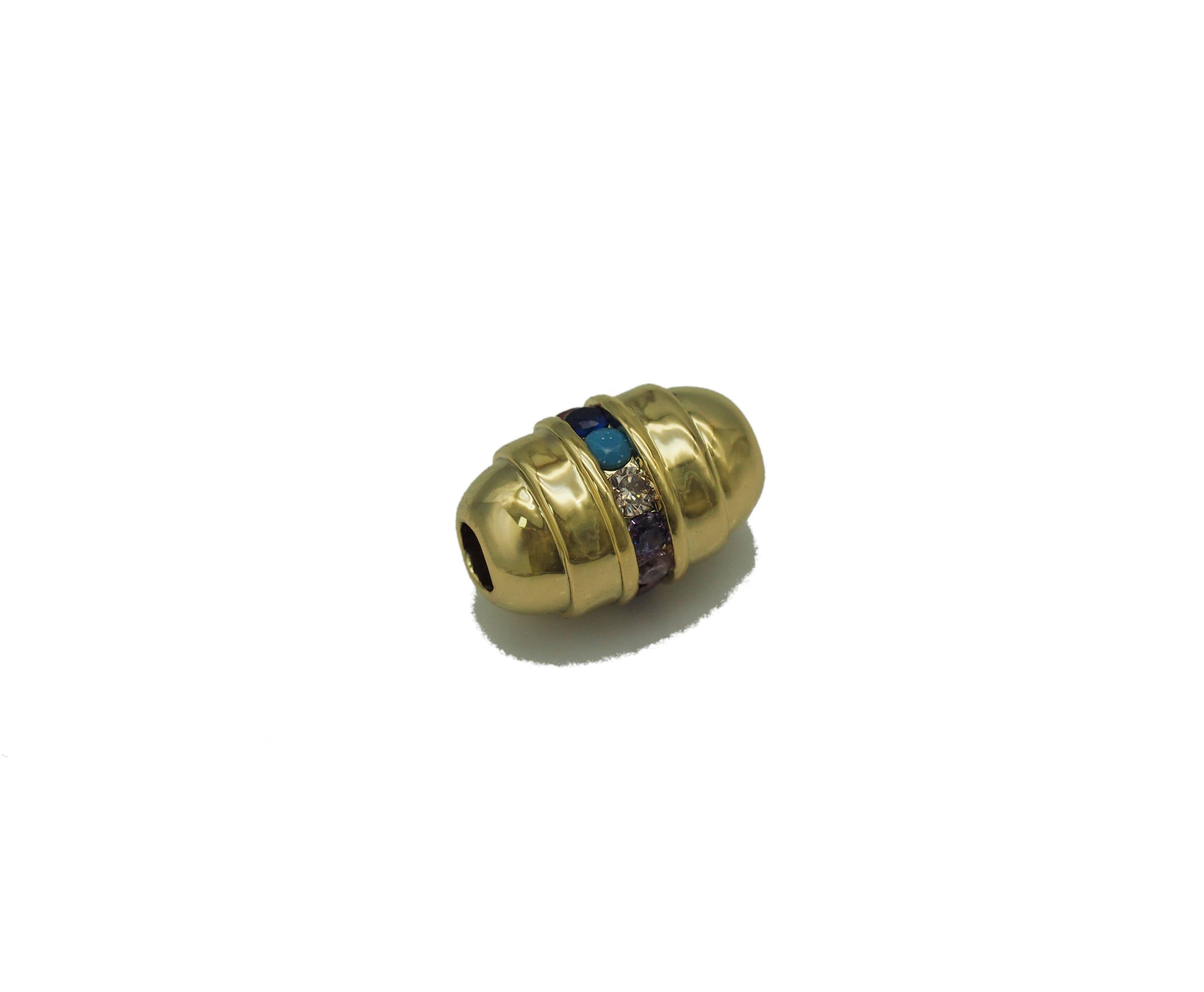 Colorful CZ Oval Tube Spacer Beads, Sku#Y688