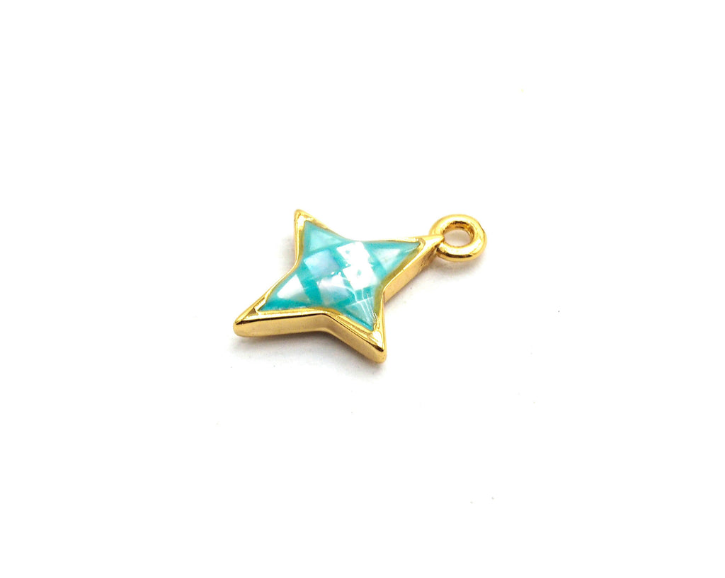 Natural Blue Shell North Star Shape Charm, 14x10mm, Sku#Z344