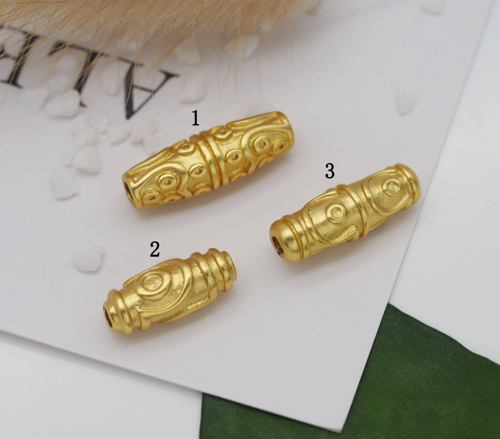 Matt Gold Oval Tube Spacer Beads, Sku#LX38