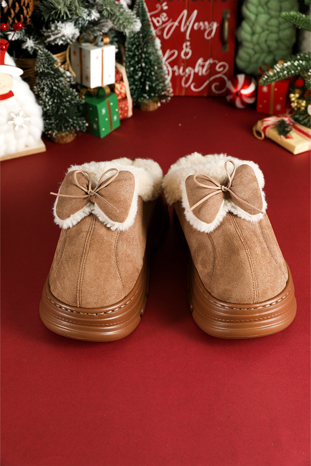 Brynlee Bow Decor Clog Slippers-Threaded Pear