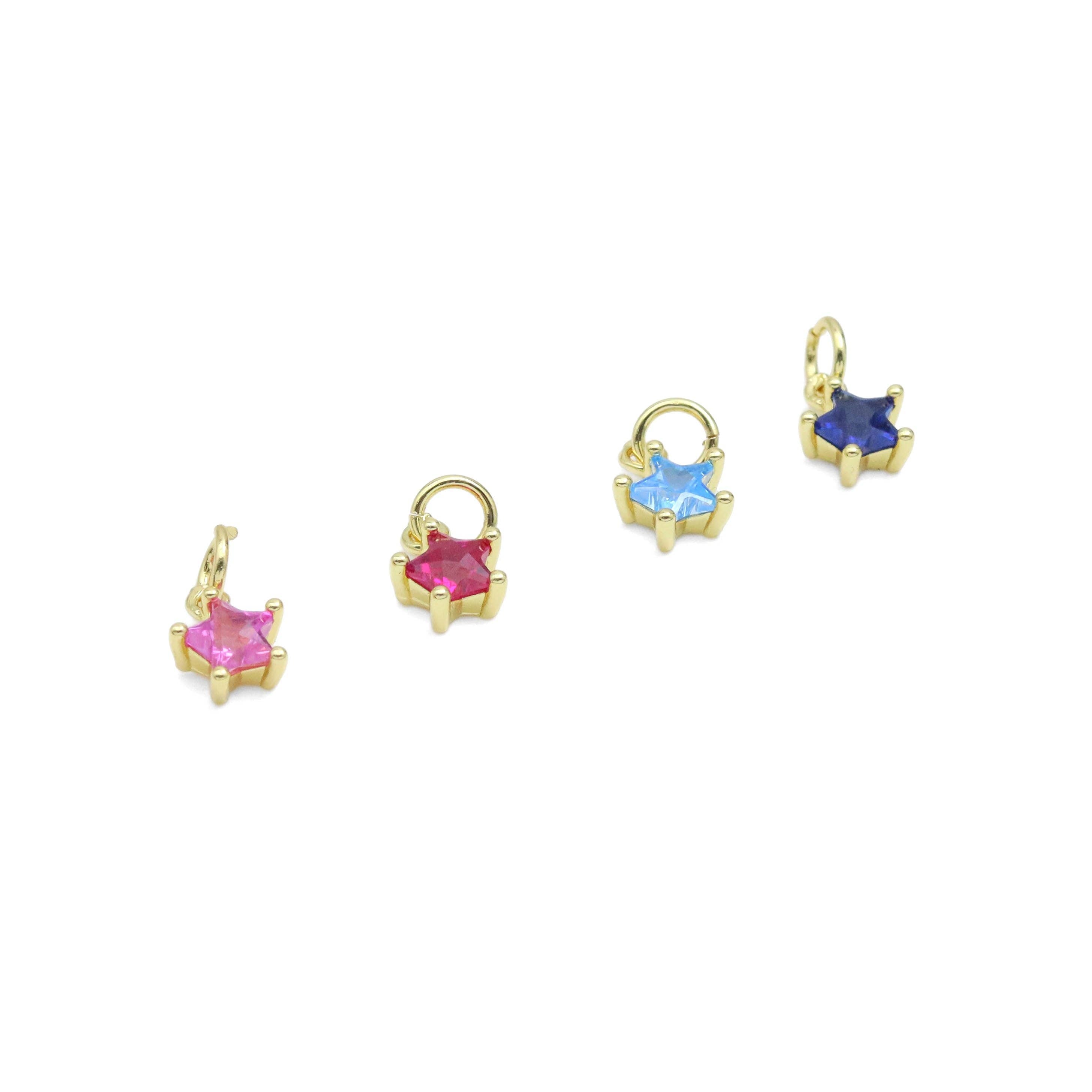 Colorful CZ Celestial Star Charm, Mini Star Charm, Sku#LX525