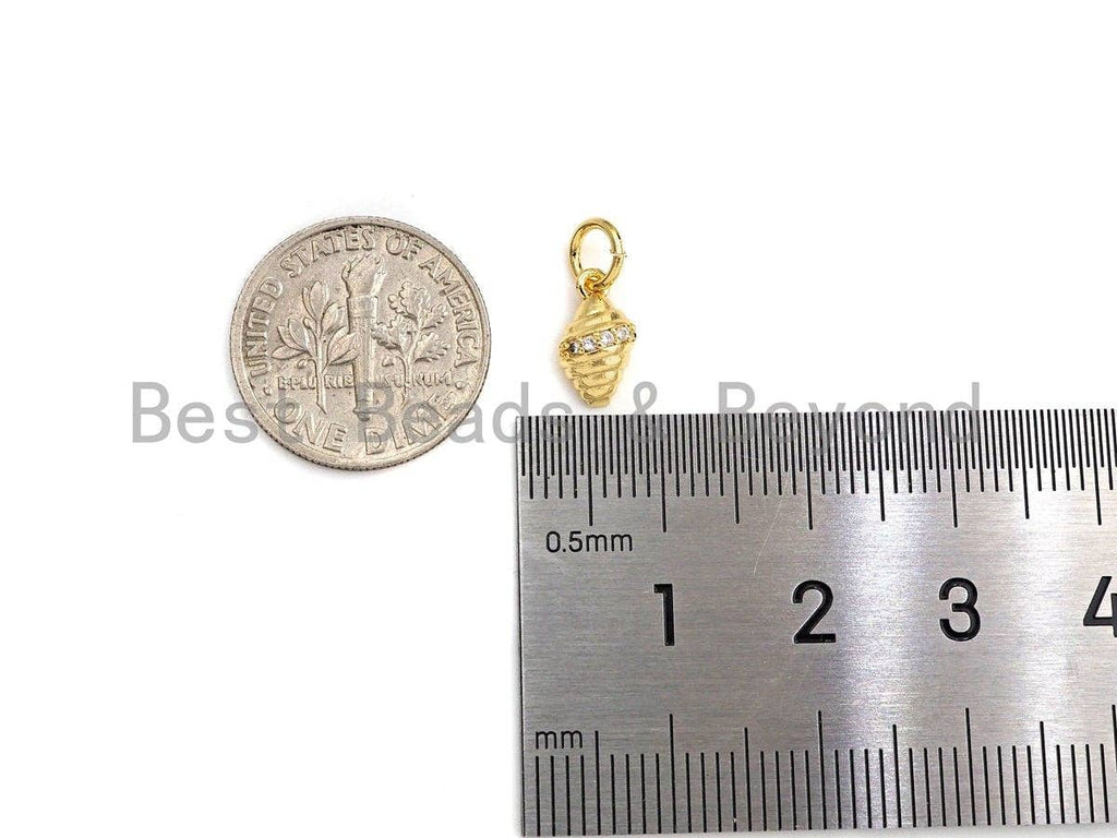 Tiny CZ Micro Pave Sea Snail Shaped Pendant/Charm, Cubic Zirconia Pendant Charm, Bracelet/Anklet Charm, 10mm,sku#Z1108