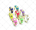 Colorful Enamel Heart Chunky Open Ring, Sku#O85