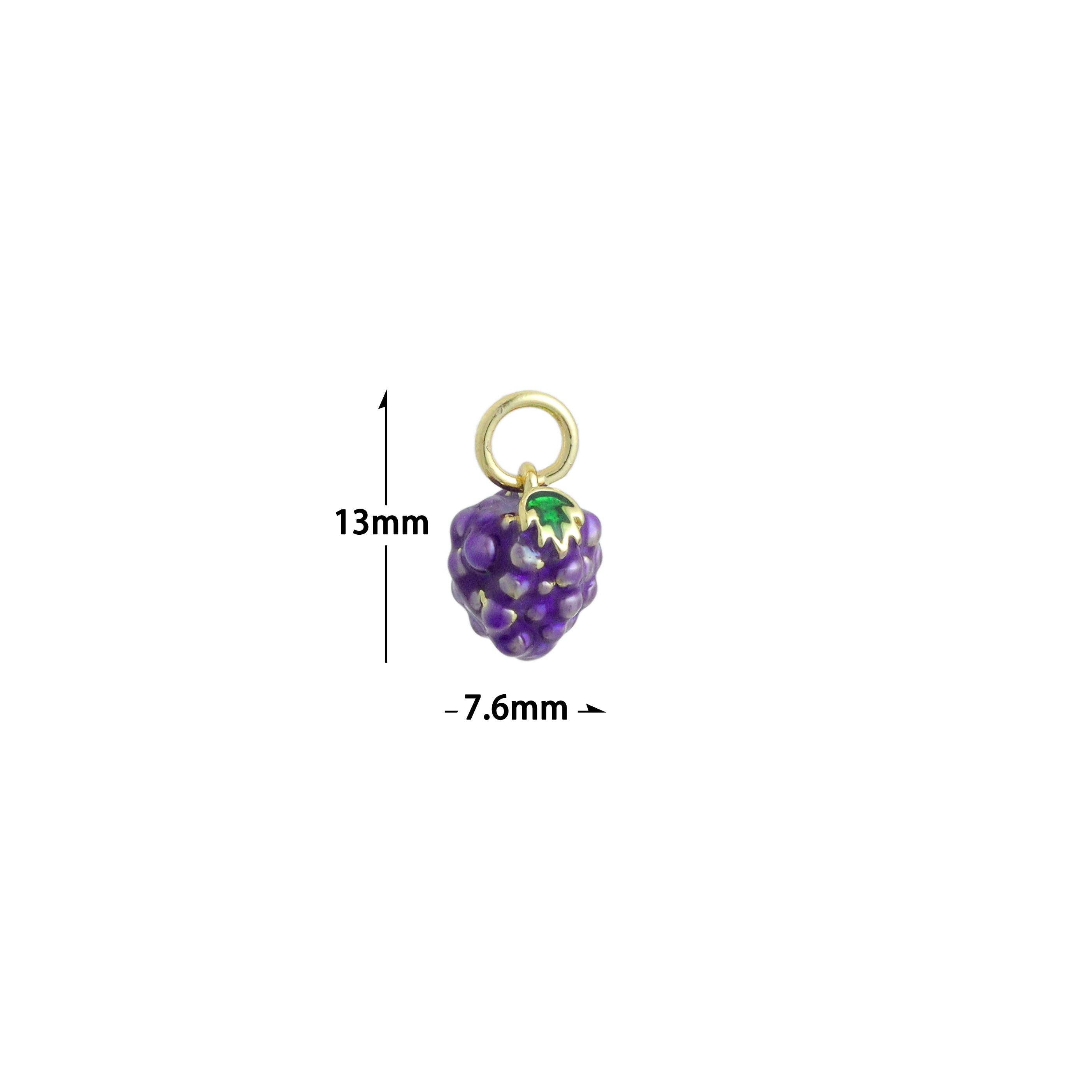 Purple Enamel Berry Charm Pendant,Sku#LX847