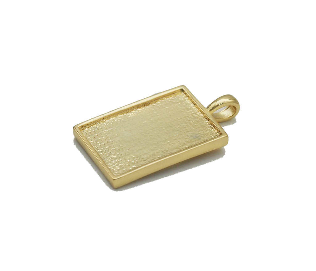 Gold Checkboard Rectangle Charm, Sku#F1516