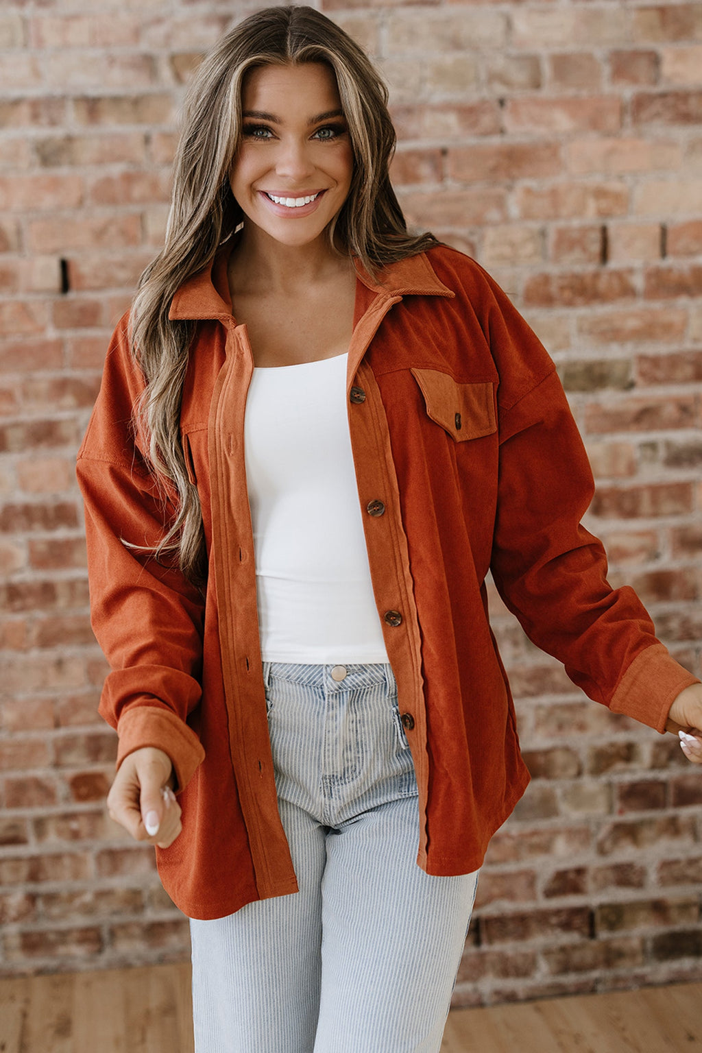 Andrea Drop Shoulder Casual Shacket-Threaded Pear
