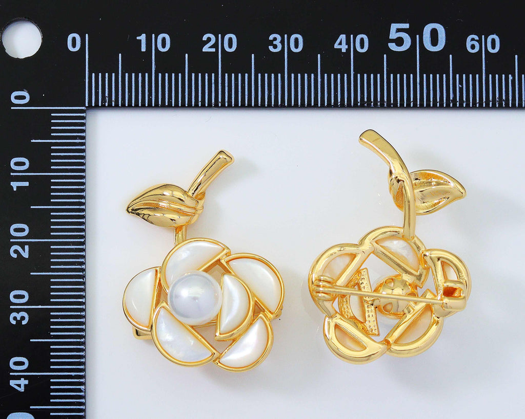 Pearl Rose Flower Brooch Pin Pendant, sku#ZX74