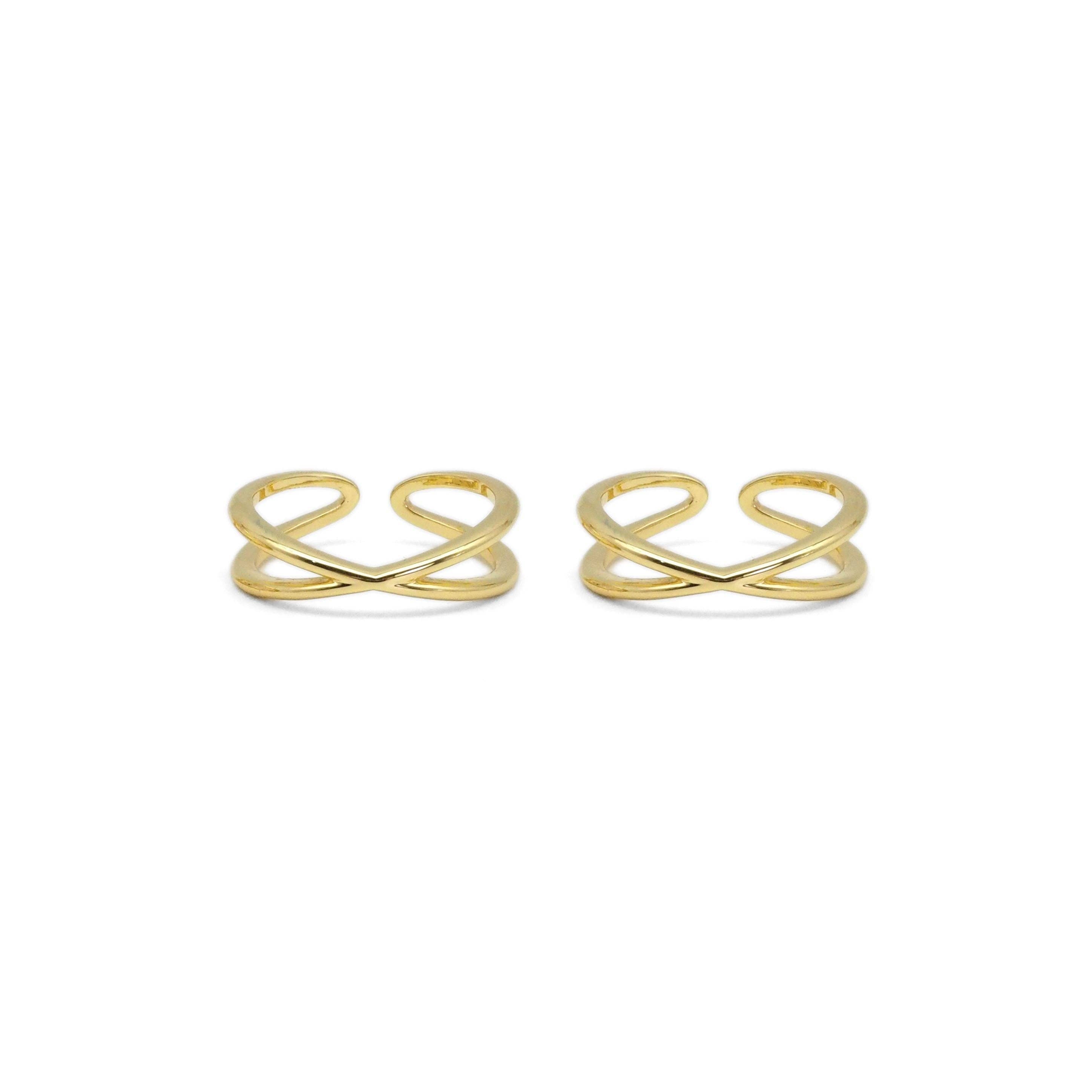 Gold Criss Cross Adjustable Ring, Sku#LX289