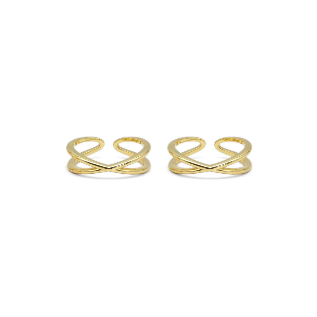 Gold Criss Cross Adjustable Ring, Sku#LX289
