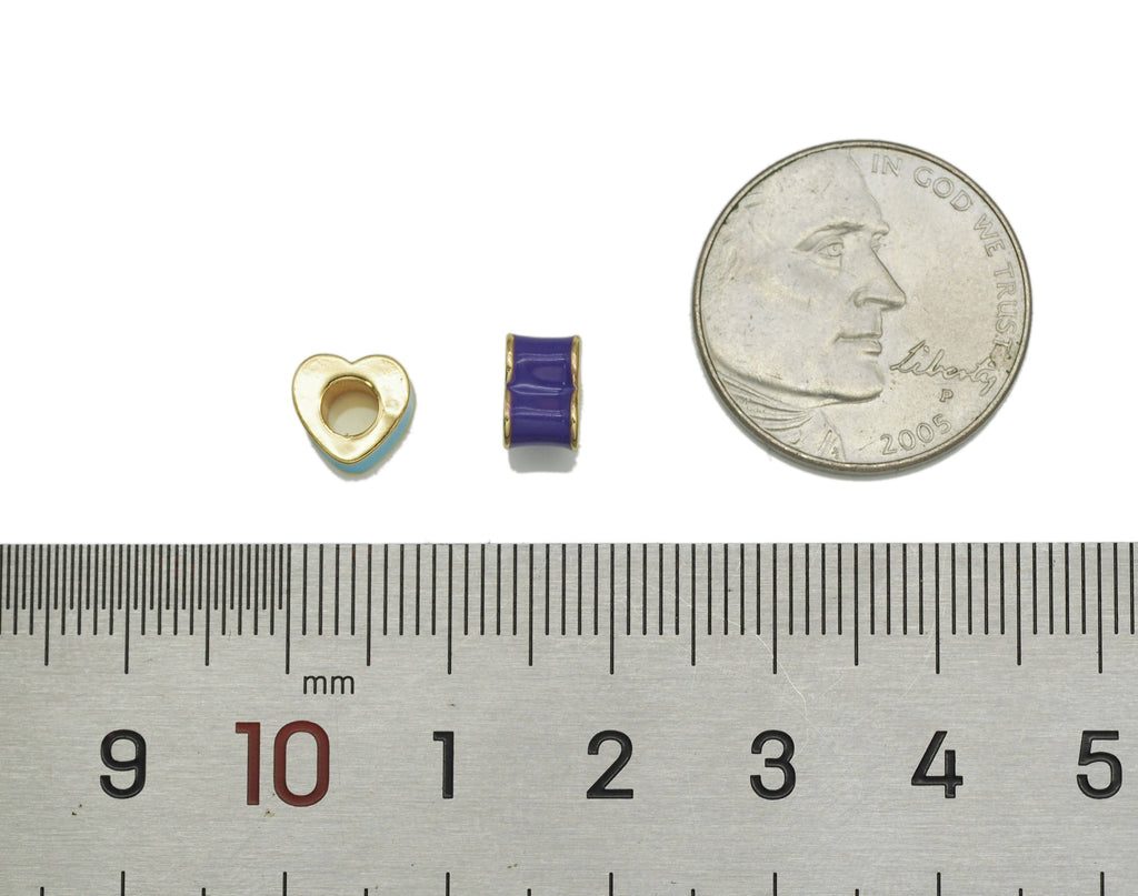 Enamel Heart Spacer Beads, Sku#G432
