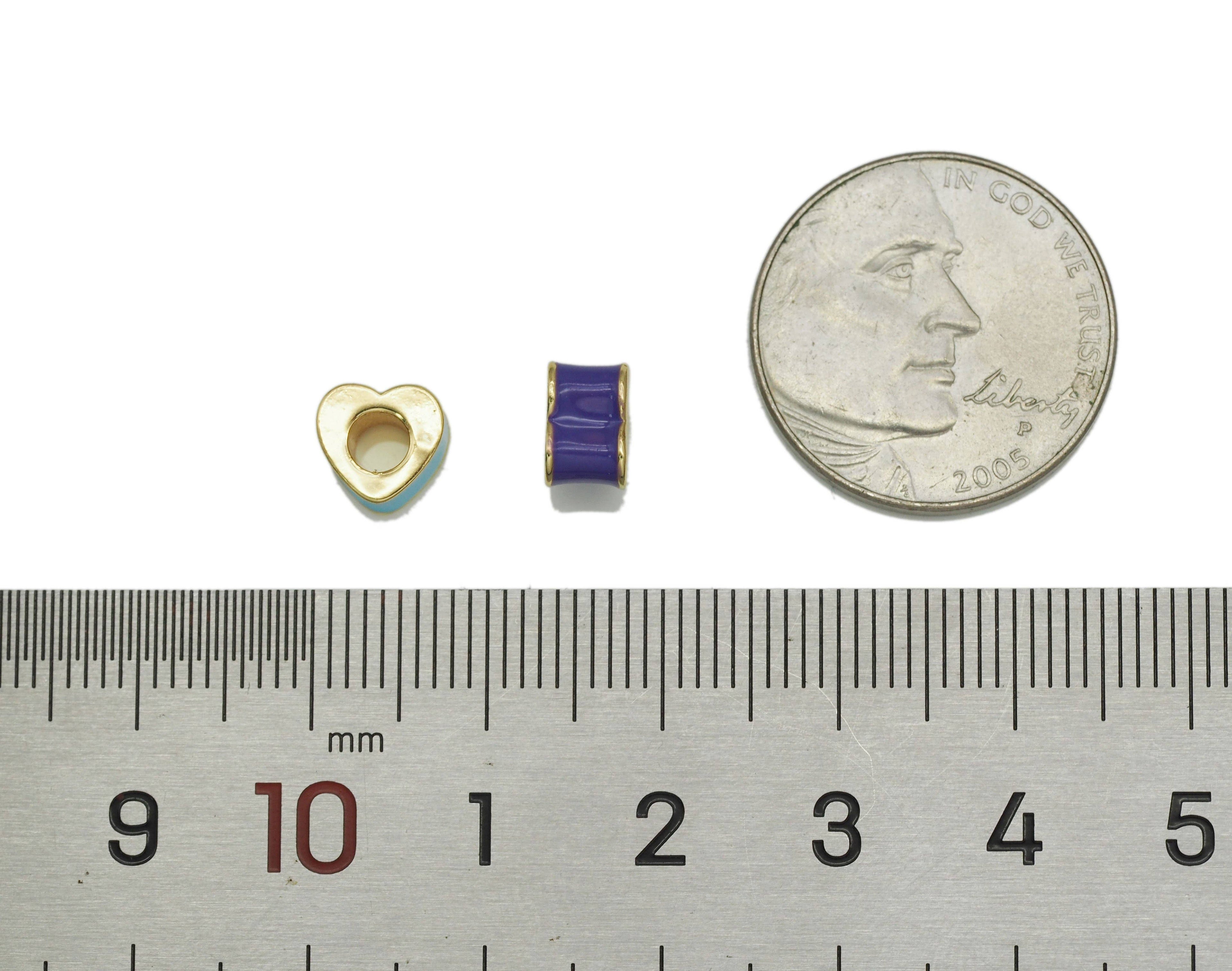 Enamel Heart Spacer Beads, Sku#G432