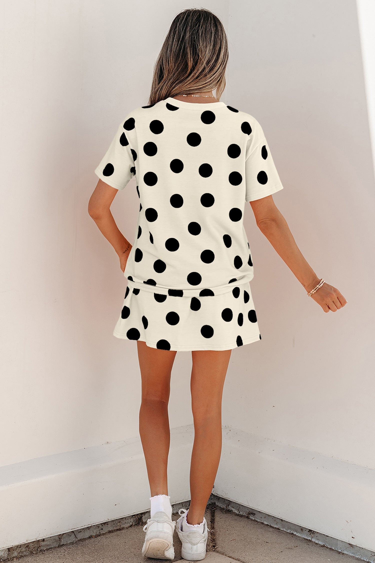 Aurelia Dot Short Sleeve Top Set-Threaded Pear