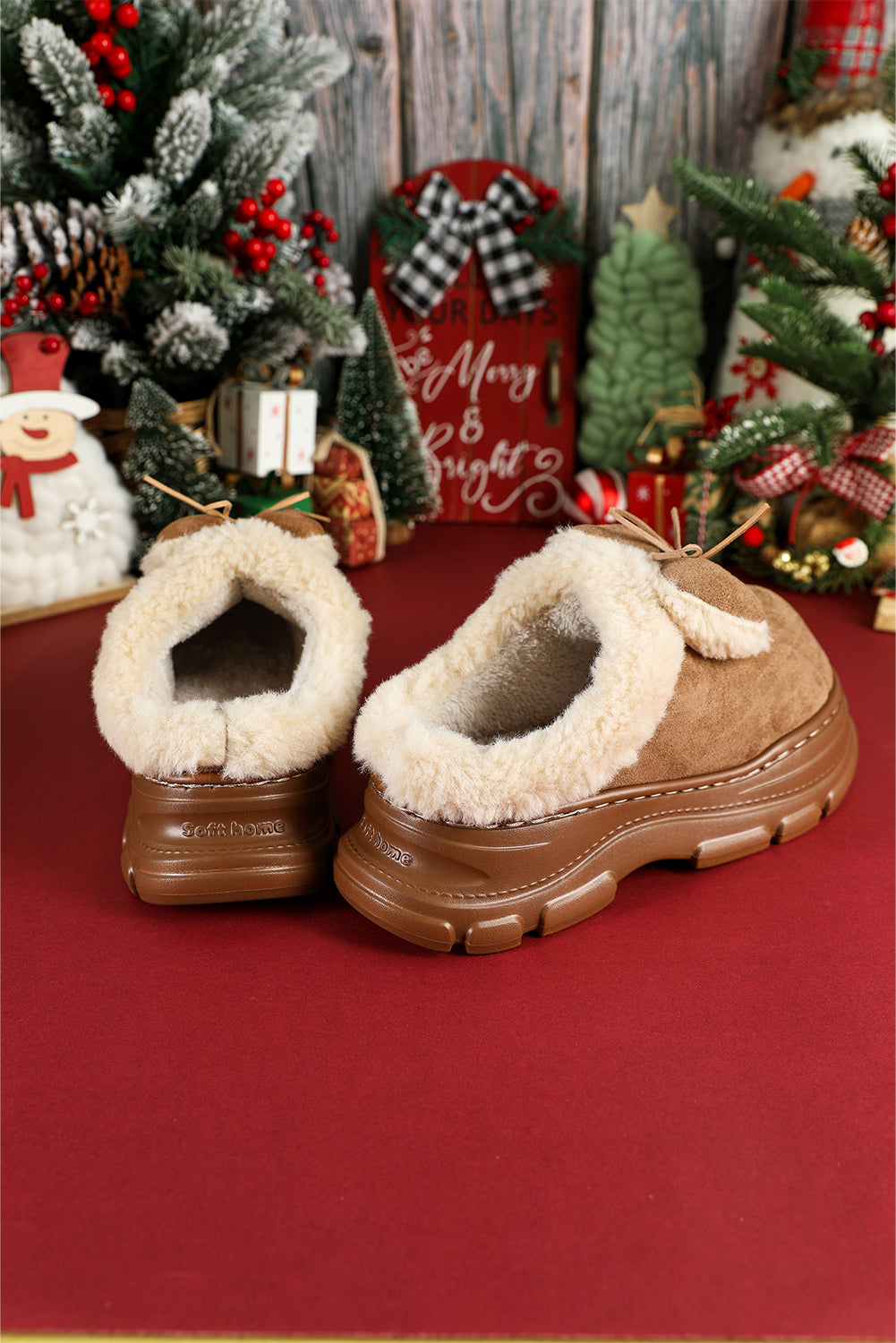 Brynlee Bow Decor Clog Slippers-Threaded Pear