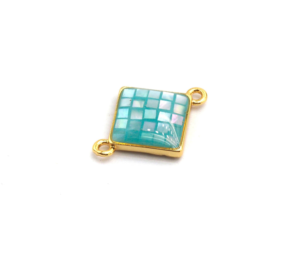 Natural Blue Shell Rhombus Shape Charm,18x14mm, Sku#Z286