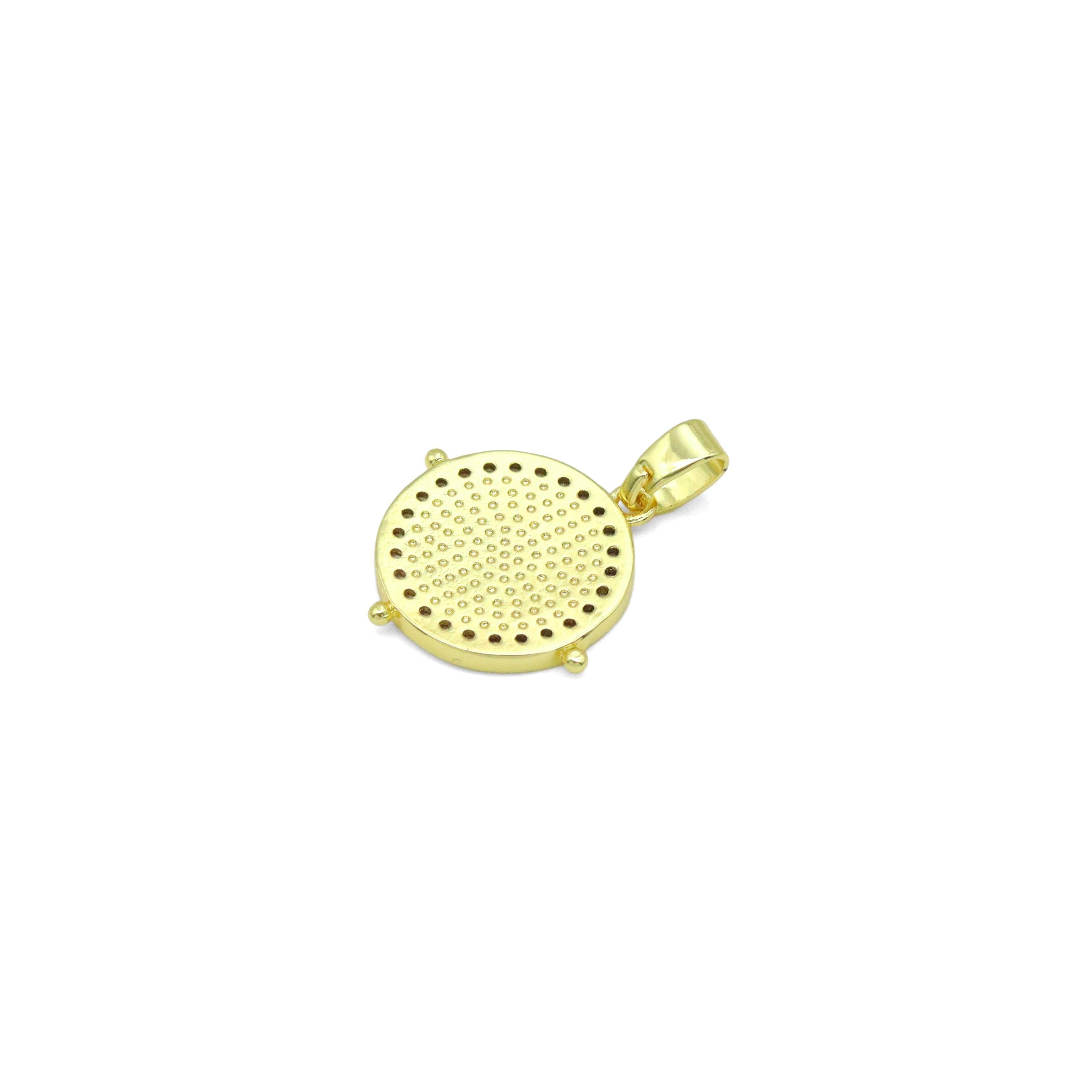 CZ Around Tree On Round Coin Charm Pendant, Sku#LX766