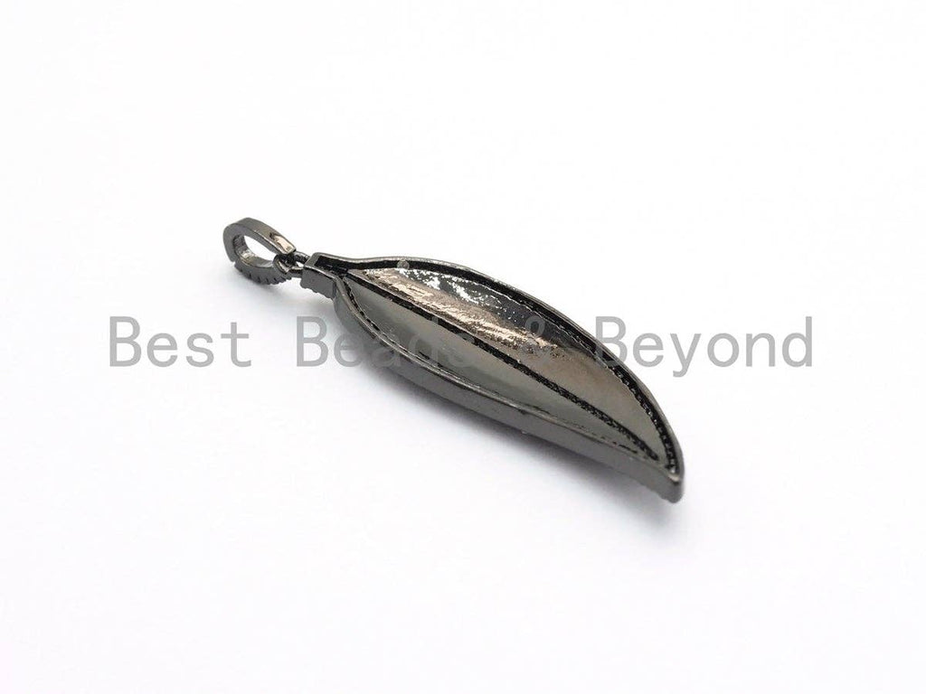 NEW Enamel Colorful Leaf Pendant,CZ Micro Pave Oil Drop Leaf pendant,Enamel pendant,Enamel Jewelry,14x48mm,sku#F619