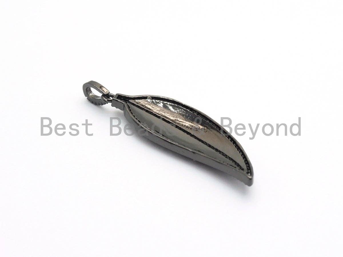 NEW Enamel Colorful Leaf Pendant,CZ Micro Pave Oil Drop Leaf pendant,Enamel pendant,Enamel Jewelry,14x48mm,sku#F619