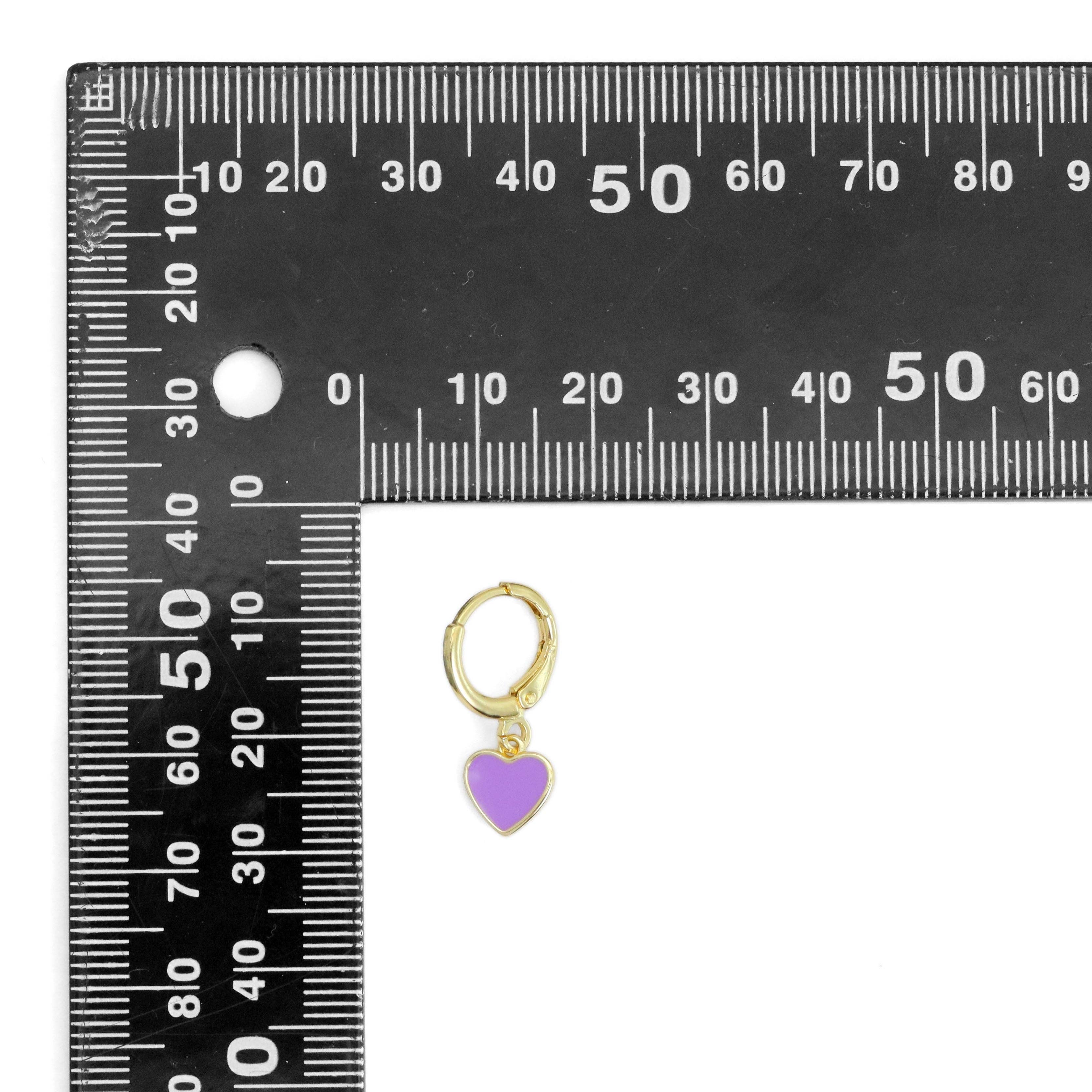 Cute Colorful Enamel Heart Hoop Earrings, Sku#EF568