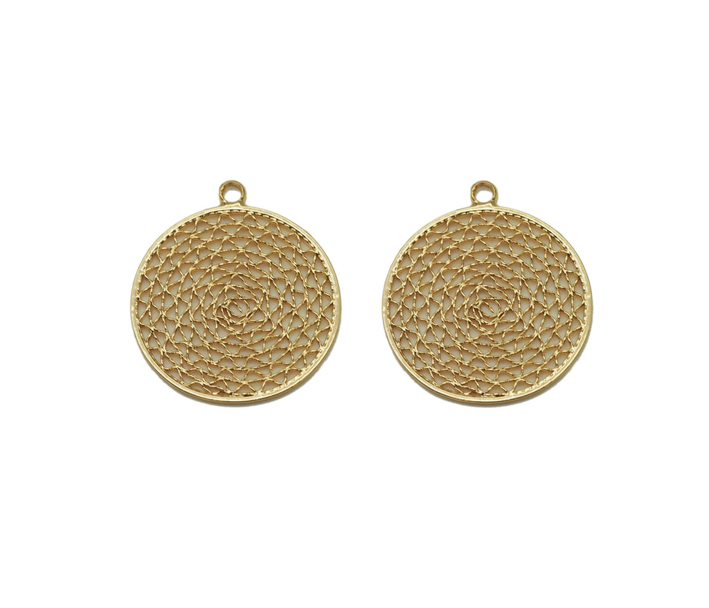 Gold Filigree Round Charm, Sku#ZX82