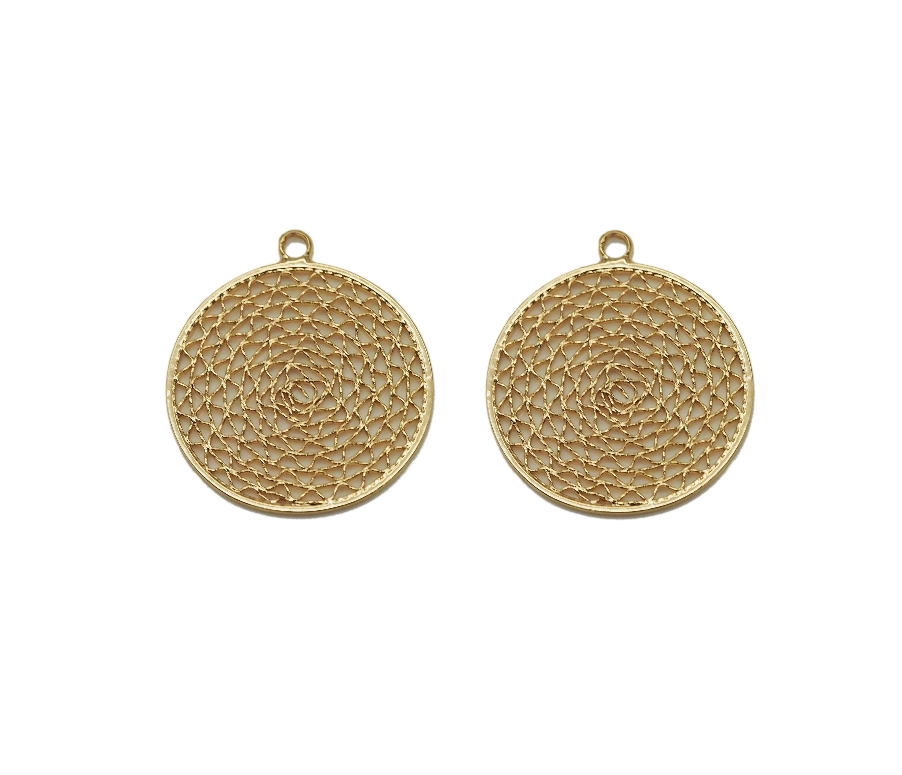 Gold Filigree Round Charm, Sku#ZX82