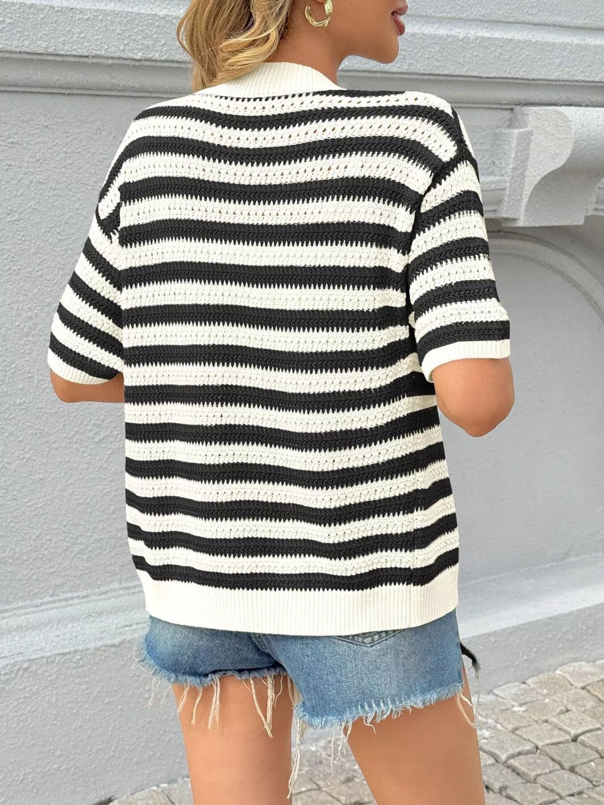 Striped Button Up Cardigan