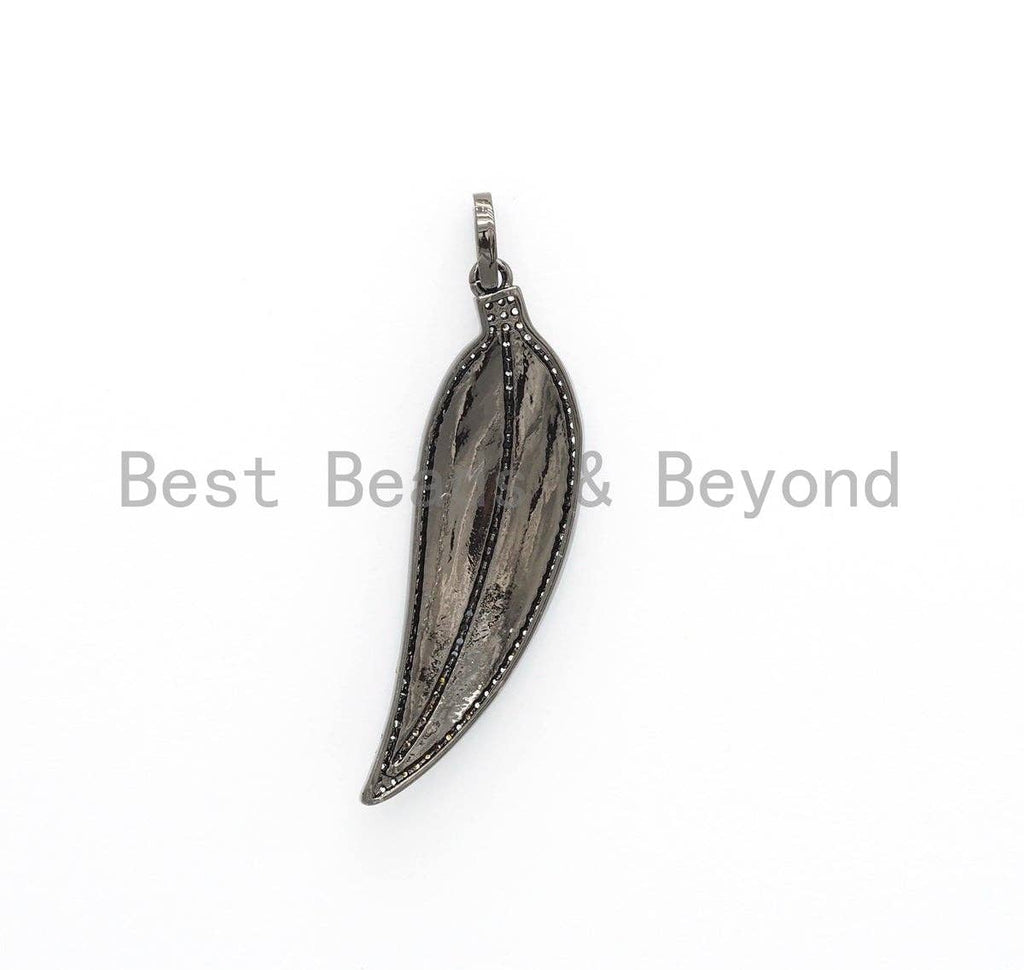 NEW Enamel Colorful Leaf Pendant,CZ Micro Pave Oil Drop Leaf pendant,Enamel pendant,Enamel Jewelry,14x48mm,sku#F619