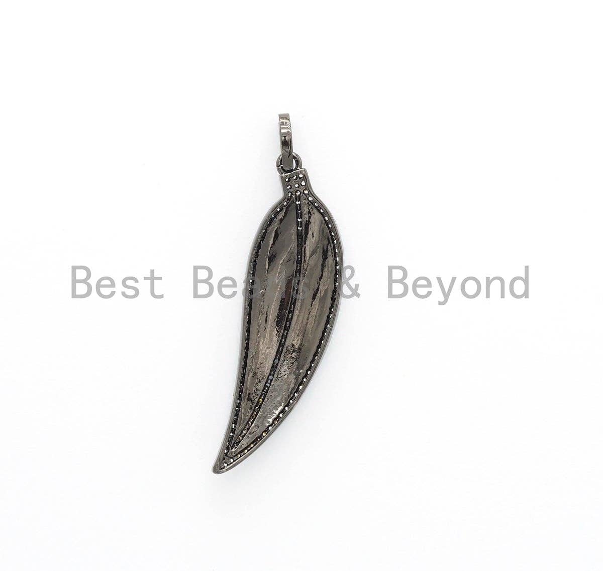 NEW Enamel Colorful Leaf Pendant,CZ Micro Pave Oil Drop Leaf pendant,Enamel pendant,Enamel Jewelry,14x48mm,sku#F619