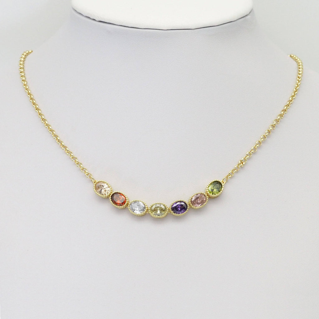 Colorful CZ Gold Round Heart Oval Shape Long Bar Connector Charm, Sku#LX313