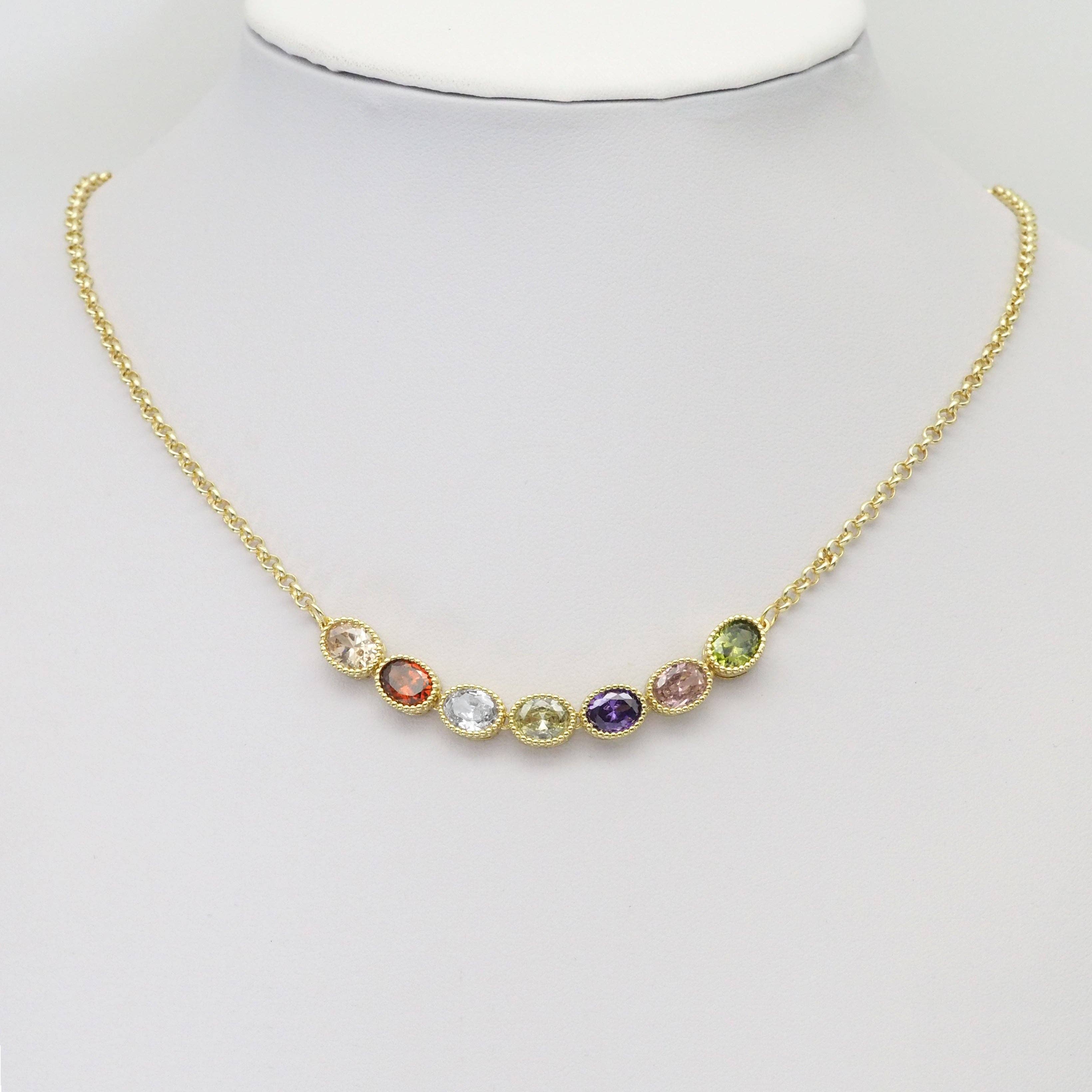 Colorful CZ Gold Round Heart Oval Shape Long Bar Connector Charm, Sku#LX313