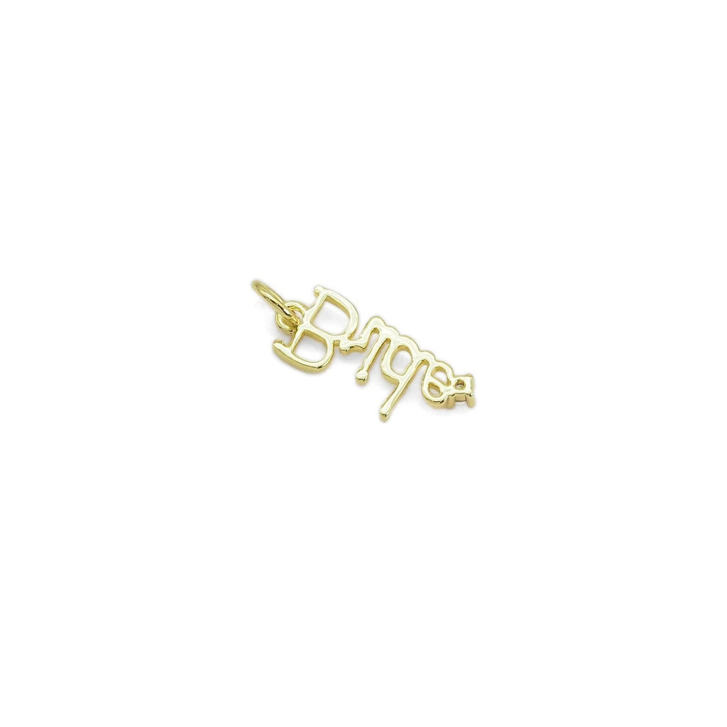 Gold Silver CZ Bride word diamond Charm, Sku#Z1473