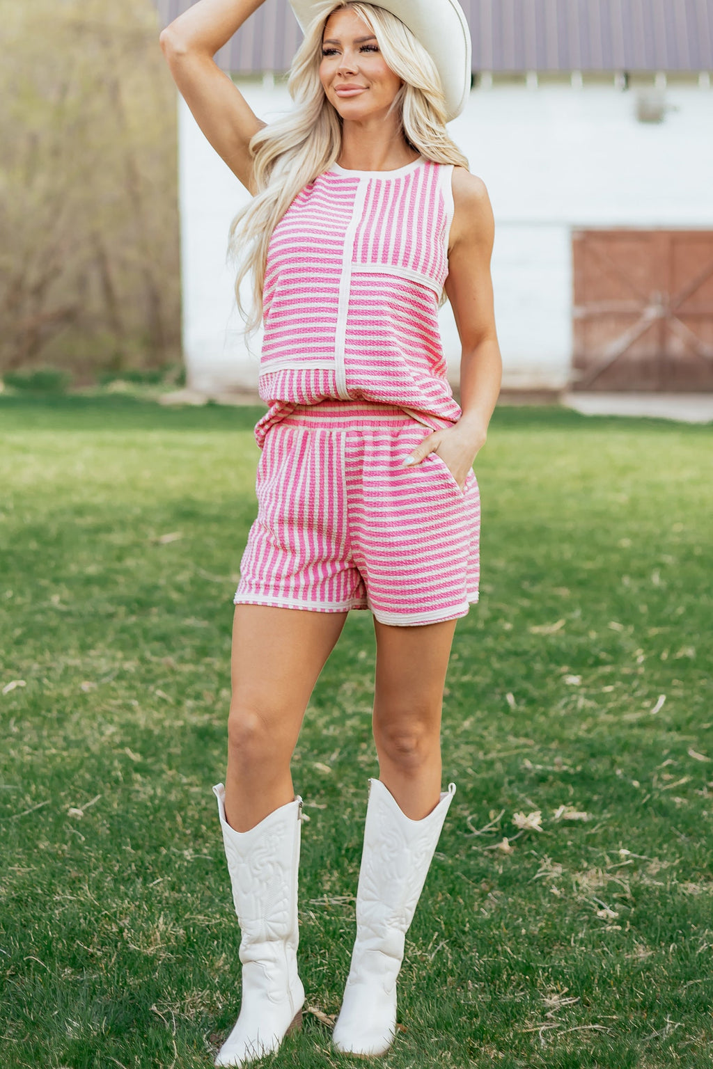 Nala Contrast Trim Casual Tank Set